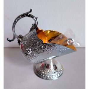 Leonard Silver Sugar Scuttle Vintage Silverplated Gold Lined Ornate Scoop #540